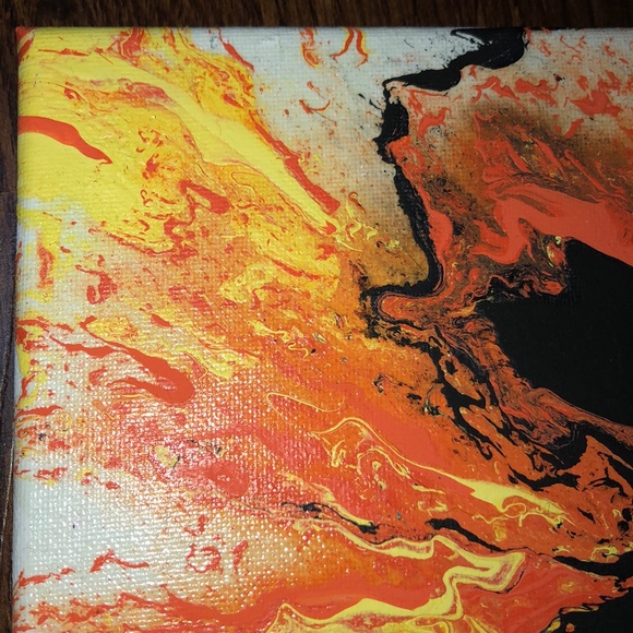 Orange Sunset Pour Painting - Picture 3 of 4